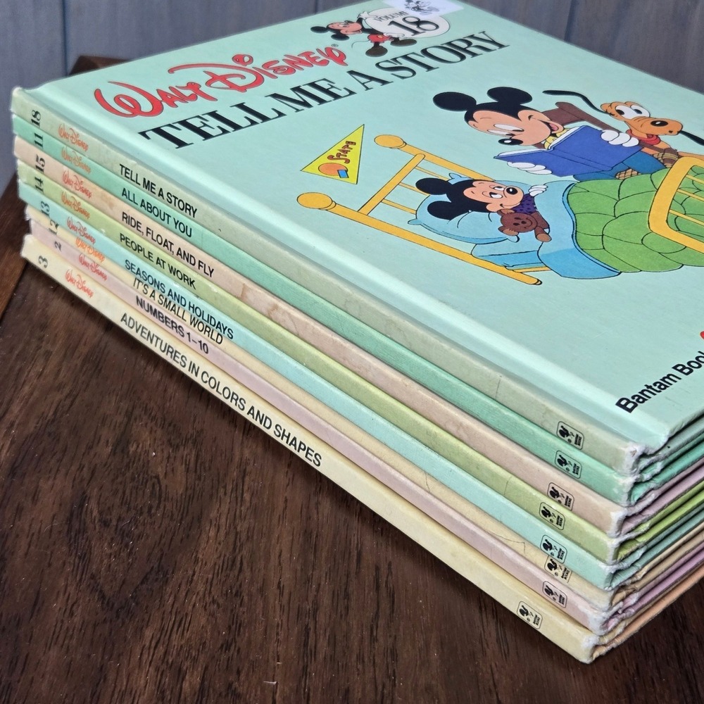 Walt Disney Fun-To-Learn Library Set 8 Vols Mickey Mouse Bantam Hardcover Books